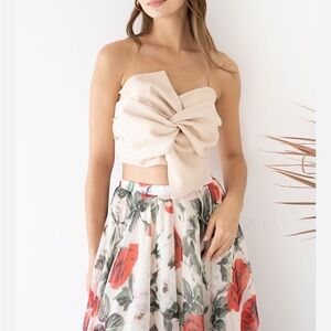 NWT Mulla Lilly Tube Top Faux Leather Cream L